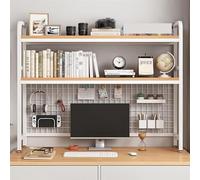 Desktop Bookshelf, 2-Tier Wood Bookcase, Multipurpose Storage Organizer for Home, Office, Dorm, Countertop Display Rack