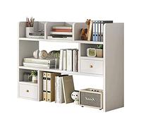 Desktop bookshelf Desktop Display Shelf, Desktop Storage Organizer Display Shelf Book Rack, Desktop Bookshelf Bookcase with 2 Drawers, Magazines File Holder Desk Organizer Wood Metal, for Home Office