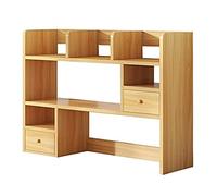 Desktop bookshelf Desktop Display Shelf, Desktop Storage Organizer Display Shelf Book Rack, Desktop Bookshelf Bookcase with 2 Drawers, Magazines File Holder Desk Organizer Wood Metal, for Home Office