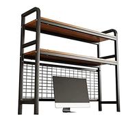 Desktop bookshelf Desktop Organizer Office Storage Rack - Desktop Storage Organizer Display Shelf Book Rack Wood Metal, 2 Tier Industrial Desktop Bookshelf with Grid Storage, for Office Home Decor Kit