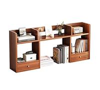 Desktop bookshelf Desktop Storage Organizer Display Shelf Book Rack, Small Desktop Bookshelf, Desk Bookshelf Organiser Desktop Shelves with 2 Drawers, Wood Counter Top Bookcase, for Home School Office