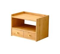 Desktop Bookshelf Home Simple Bamboo Bookshelf with Double Drawer Countertop Storag Rack