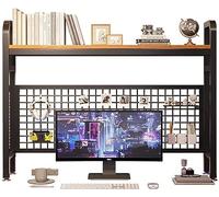 Desktop Bookshelf Modern Industrial Bookcase for Computer Desk, Black Metal Tube Grid Storage Display Stand, Multipurpose Desk Organizer Shelf Countertop Hutch Bookshelf (Size :55 * 20 * 89