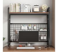 Desktop Bookshelf Modern Industrial Bookcase for Computer Desk, Metal Grid Storage Display Stand, Multipurpose Desk Organizer Shelf Countertop Hutch Bookshelf (Color :Black, Size :95x20x89c
