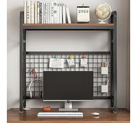 Desktop Bookshelf Modern Industrial Bookcase for Computer Desk, Metal Grid Storage Display Stand, Multipurpose Desk Organizer Shelf Countertop Hutch Bookshelf (Color :Black, Size :75x20x89c