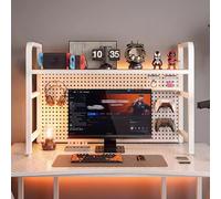 Desktop Bookshelf Organizer Computer Bookcase Multipurpose Metal Hutch Shelf Industrial Wrought Iron Desk for Home Dormitory(115x20*68cm)