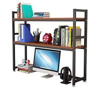 Desktop bookshelf Small Desktop Bookshelf - Desktop Storage Organizer Display Shelf Book Rack, Adjustable 2 Tier Bookshelf Desktop Racks, Desktop Bookcase for Computer Desk Wood Metal, for Home School