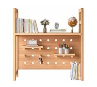 Desktop Bookshelf with Hutch Solid Wood Desk nizer for 32" Monitors High Load Capacity Multipurpose Storage for College Dorm Office Home (55x20x80 cm)