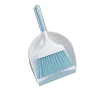 Desktop Broom and Dustpan Set with Soft Bristles, Blue | Groom Cleaning Tool for Offices Home Use with Flexible Fine Brush Head on Flat Surfaces