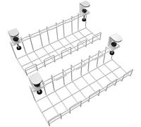 Desktop cable duct can be clamped for a tidy workplace - tool-free 2-way assembly - stows cables & power strips (2 × size M, white metal grid design, cable organizer/cable management) KD Essentials