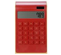 Desktop Calculator 8 Digit with Solar Power and LCD Display, Big Buttons, for Home, Office, School, Class and Business, Ultra Thin Small Basic Calculators for Desk (Red)