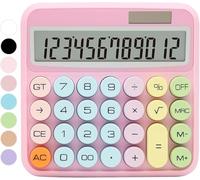 Desktop Calculator Cute Candy Color - 12 Digit Standard Basic-Calculator, Cute Desk Office, Dopamine Color Design, As a Gift for Colleagues, Kids,Classmates (Pink)