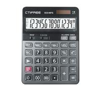 Desktop Calculator Large 14 Digit LCD Display Solar Power Big Button Calculator with 112 Steps Check Correct Function for Office School Home Students Accountants Grey 19.8x14.5cm