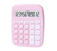 Desktop Calculator with 12 Digit Large LCD Display and Big Button Keyboard - Silent Operation Battery Powered Numerical Computing Tool for Office Accounting and Educational (Pink)