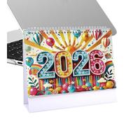 Desktop Calendar - Gem Art Painting Standing Calendar,12-Month Planner From Jan 2026 to Dec for Meeting Preparation Team Coordination Personal Goal Tracking Home School