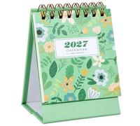 Desktop Calendar with Writing Space on Every Paper, Green | Metal Coil Binding, Pages Turn a Full 360 Degrees, Writable Areas for Reminders Alongside Calendar Dates At a Desk