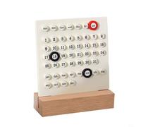 Desktop Calendar, Wooden Acrylic Ring Desk Calendar Perpetual Calendar Month Date Display Record for Home Office Decoration(White)