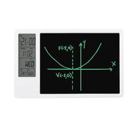 Desktop Calendar Writing Tablet, Digital Clock Date Display for Home Office, LCD Screen Time, Date, Week, Temperature, Humidity, with LCD Tablet for Writing and Drawing (White)