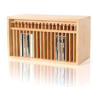 Desktop CD Storage Rack, Wooden CDs Holder Rack Organizer, DVD & CD Storage Box Display Holder, CD Cases 14 X 1.4 X 14.5cm, Holds 19 Standard CDs Cases