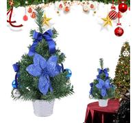 Desktop Christmas Tree with Lights - 15.7 Inches Fake Festive Decoration - Artificial Christmas Tree - for Home Office Winter Mantel Room Holiday Party Table Centerpiece