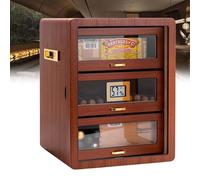 Desktop Cigar Humidor Cabinet, 80-120 Capacity with Digital Hygrometer and Humidifier, Includes Cigar Cutter and Travel Case for Men
