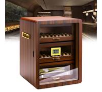 Desktop Cigar Humidor Cabinet, 80-120 Capacity with Digital Hygrometer and Humidifier, Includes Cigar Cutter and Travel Case for Men