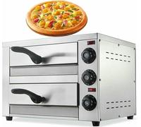 Desktop Commercial Pizza Stove, 16 Inch Electric Pizza Stove, Double-Layer Commercial Pizza Stove With Timer And Independent Temperature Regulation, Stainless Steel