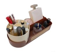 Desktop Cosmetic Organizer with Full Rotation Capability to Arrange Makeup Skincare and Personal Care Items Neatly (brown)