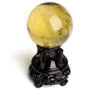 Desktop Decor Desk Topper s Table top Home Ornament Sphere Ornamnet Wooden Ball Adornment Household Citrine,50mm