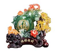Desktop Decor, Feng Shui Money Tree Crystal Fortune Lucky Gourd Imitation Jade Bonsai Living Room TV Cabinet Ornament Housewarming(Green,XL)
