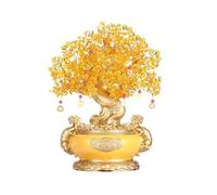 Desktop Decor, Feng Shui Money Tree Natural Citrine Crystal Bonsai Good Luck Reiki Healing Balancing Gemstone for Home & Office(M)