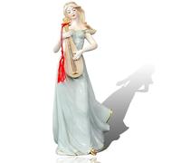 Desktop Decoration Figurine - Ceramic Musical Violin Woman Figure Artwork Decorative Sculpture, Porcelain Flower Basket Statue, Charming Ceramic Crafts, Exquisite Home And Office Decor