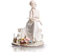 Desktop Decoration Figurine - Porcelain Flower Basket Statue, Exquisite Home And Office Decorations, Charming Female Ceramic Desktop Ornaments, Light Luxury Home Living Room Entrance Shelf Decoration