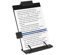 Desktop Document Holder Stand with 7 Adjustable Positions, Black Metal File Organizer Management Copyholder for Typing Speech Reading A4 Letter Music Book Tablet Office, with Paper Clip and Line Guide