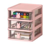 Desktop Drawer Organizer Desk Storage Box 2/3/4/5 Layer Desktop Storage Drawers Desktop Storage Unit Mini Storage Tower for Collection Small Item/Cosmetic Office Organization (Pink 3 Layers)