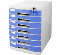Desktop Drawer Organizer, with Security Lock A4 Box for Office, 7 Tier Gray, Blue, White File Cabinet, Increase Work Efficiency(Blue)