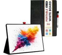 iNenya Portable Small White Board, 12" x 9" Magnetic Dry Erase Board with Stand, Desk Whiteboard for Kids Drawing, Comes with 1 Marker with Eraser for Clear, (Black)