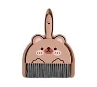 Desktop Dustpan 2 Pcs/Set Desktop Cleaning Small Broom Dustpan Set Cartoon Rabbit Bear Frog Pattern Keyboards Mini(Coffee)