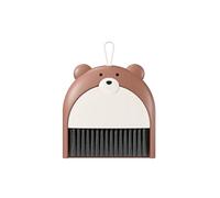 Desktop Dustpan Small Broom Dustpan Set Cartoon Bear Household Desktop Garbage Shovel Mini Foldable and(Brown-1set)