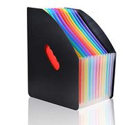Desktop Expanding File Holder with 13 Rainbow Pockets, Portable File Folder, 24 Tab Accordion File Organizer, Self Standing Magazine File Rack with Cloud-Shape Handle