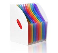 Desktop Expanding File Holder with 13 Rainbow Pockets, Portable File Folder, 24 Tab Accordion File Organizer, Self Standing Magazine File Rack with Cloud-Shape Handle