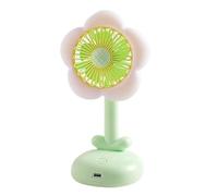 Desktop Fan,Flower Quiet Personal Desk Fan - Air Circulator with Night Light & 2-Speed for Girls Women Travel Hiking Picnic Home School Dorm Office Outdoor