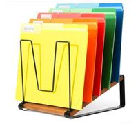 Desktop File Organiser, Wooden Base Tilted Storage Shelf For Office Home, Bookshelf Classroom Desk Document Holder Rack