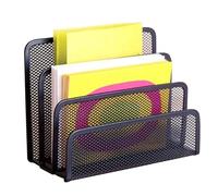 Desktop File Organizer, 3-Tier Upright Mesh Design, 17cm Metal Black Office Desk Organizer with 3 Compartments, Durable,Elegant File Sorter, Wide Desktop for Home,Office