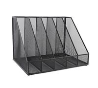 Desktop File Organizer 5 Sections Vertical Desk Storage Rack Thickened Metal Mesh Sturdy Home Office School Black