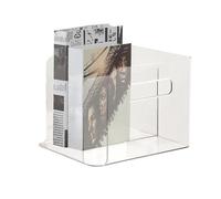 Desktop File Organizer - Clear PET Letter Holder, Clear Acrylic Newspaper Holder, Lucite Modern Magazine and Book Basket for Bathroom