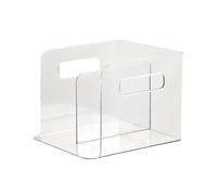 Desktop File Organizer - Transparent PET Letter Holder, Clear Acrylic Newspaper Stand, Modern Lucite Magazine and Book Basket for Bathroom