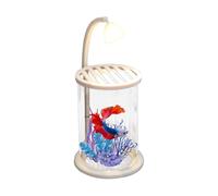 Desktop Fish Tank Clear Decor Ornament with Night Light