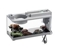 Desktop Fish Tank, Glass Aquarium With Water Pump, Silent Aquarium For Betta Fish, Shrimp, Rectangular Aquarium Tank With LED Light, 31.5x13x16.5cm