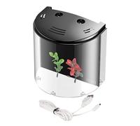 Desktop Fish Tistons - Small Clear Aquarium, Acrylic Water Habitat | 5L Mini Tank with Pump and Plants for Sea Creatures, Compact Aquarium USB LED Desktop